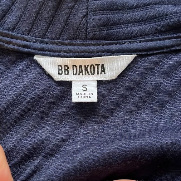 BB Dakota Asymmetrical Faux Leather Navy Blue Full Zip with Pockets Jacket‎ Sz S - Picture 8 of 10